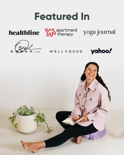 Velvet Meditation Cushion | Luxe Zafu Yoga Floor Pillow Seat | Posture Support | Buckwheat Hull Filled | Large Round Cushion with Removable Washable Cover + Carry Handle