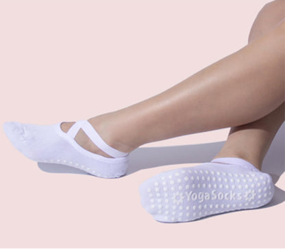 6 Pairs Non-Slip Yoga Socks for Women Pilates Grips Socks | Cross strap design offers breathable fit & flexible support. Grips for yoga, pilates, ballet, dance, studio workouts.