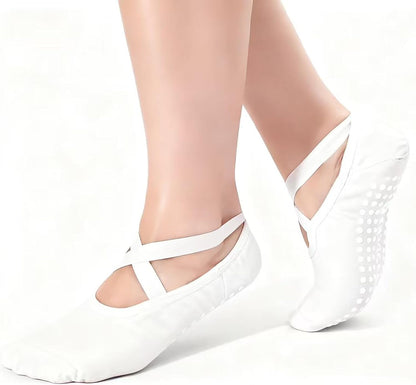 6 Pairs Non-Slip Yoga Socks for Women Pilates Grips Socks | Cross strap design offers breathable fit & flexible support. Grips for yoga, pilates, ballet, dance, studio workouts.