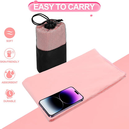 2 Pack Hot Yoga Towel, Super-Absorbent Soft Microfiber Yoga Mat Towels, Mat-Sized Non Slip Yoga Towel for Bikram Pilates Fitness, 72" x 26.5", Pink
