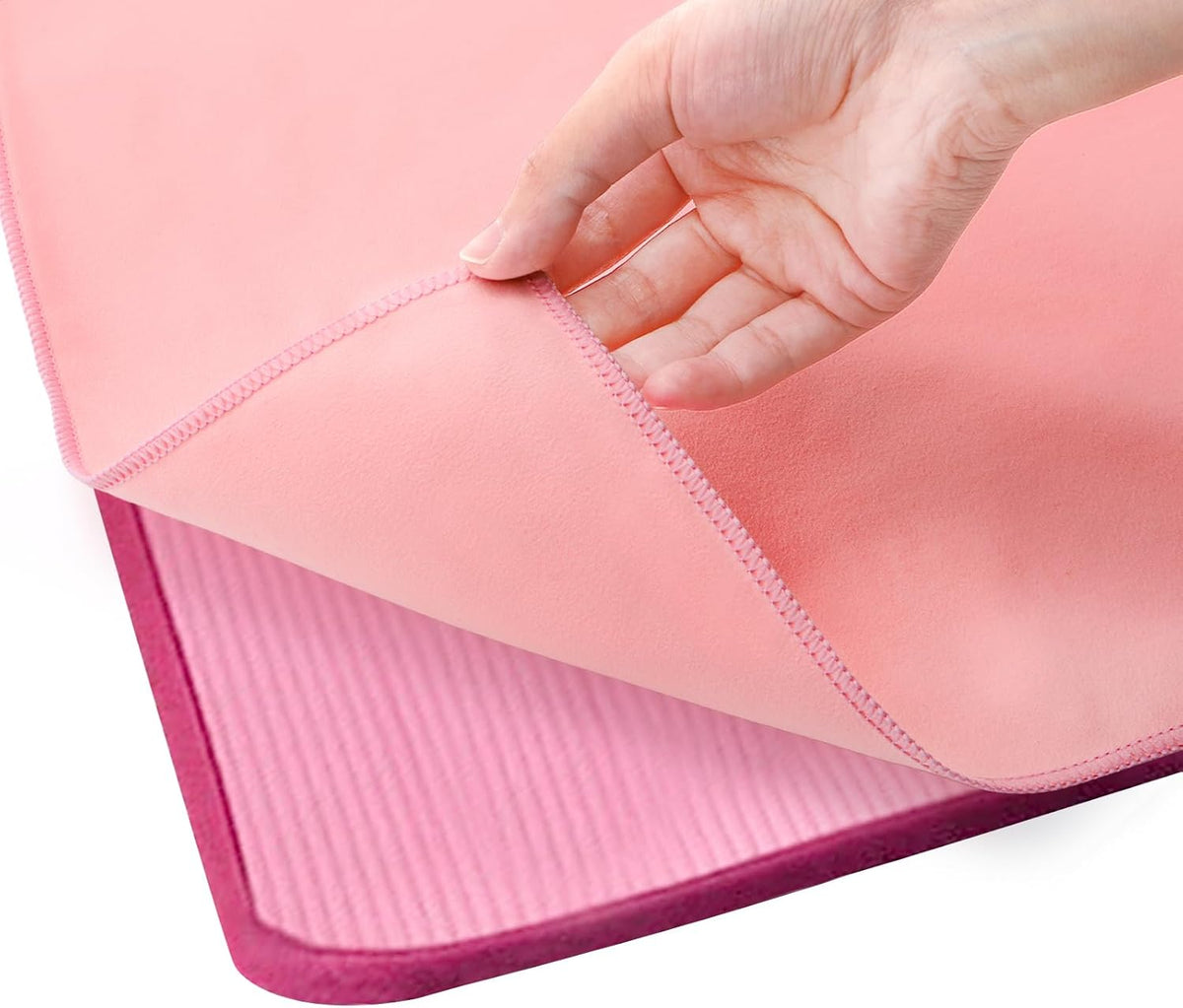2 Pack Hot Yoga Towel, Super-Absorbent Soft Microfiber Yoga Mat Towels, Mat-Sized Non Slip Yoga Towel for Bikram Pilates Fitness, 72" x 26.5", Pink
