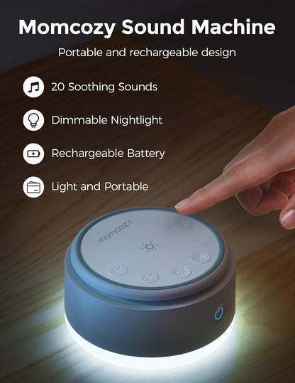 Sound Machine for Baby-20 Soothing Sounds & Touch Warm Light Portable White Noise for Kids & Adults for Sleeping Timer and Memory | Ideal Travel Companion & Nursery Must-Have