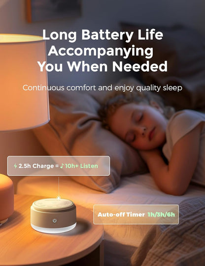 Sound Machine for Baby-20 Soothing Sounds & Touch Warm Light Portable White Noise for Kids & Adults for Sleeping Timer and Memory | Ideal Travel Companion & Nursery Must-Have