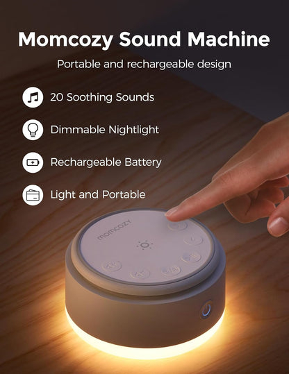 Sound Machine for Baby-20 Soothing Sounds & Touch Warm Light Portable White Noise for Kids & Adults for Sleeping Timer and Memory | Ideal Travel Companion & Nursery Must-Have