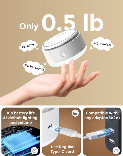 Sound Machine for Baby-20 Soothing Sounds & Touch Warm Light Portable White Noise for Kids & Adults for Sleeping Timer and Memory | Ideal Travel Companion & Nursery Must-Have