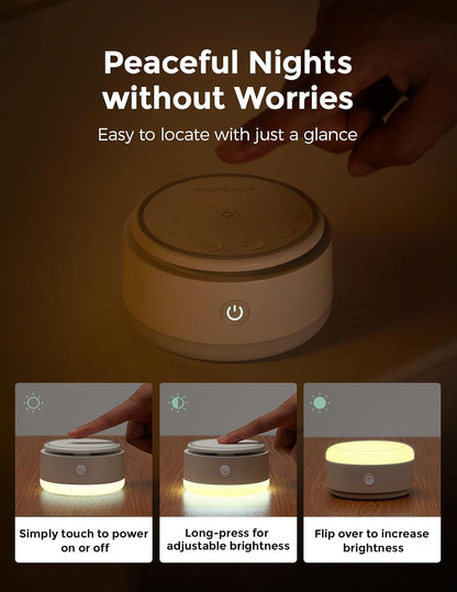 Sound Machine for Baby-20 Soothing Sounds & Touch Warm Light Portable White Noise for Kids & Adults for Sleeping Timer and Memory | Ideal Travel Companion & Nursery Must-Have