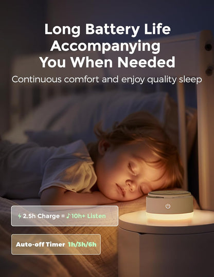 Sound Machine for Baby-20 Soothing Sounds & Touch Warm Light Portable White Noise for Kids & Adults for Sleeping Timer and Memory | Ideal Travel Companion & Nursery Must-Have