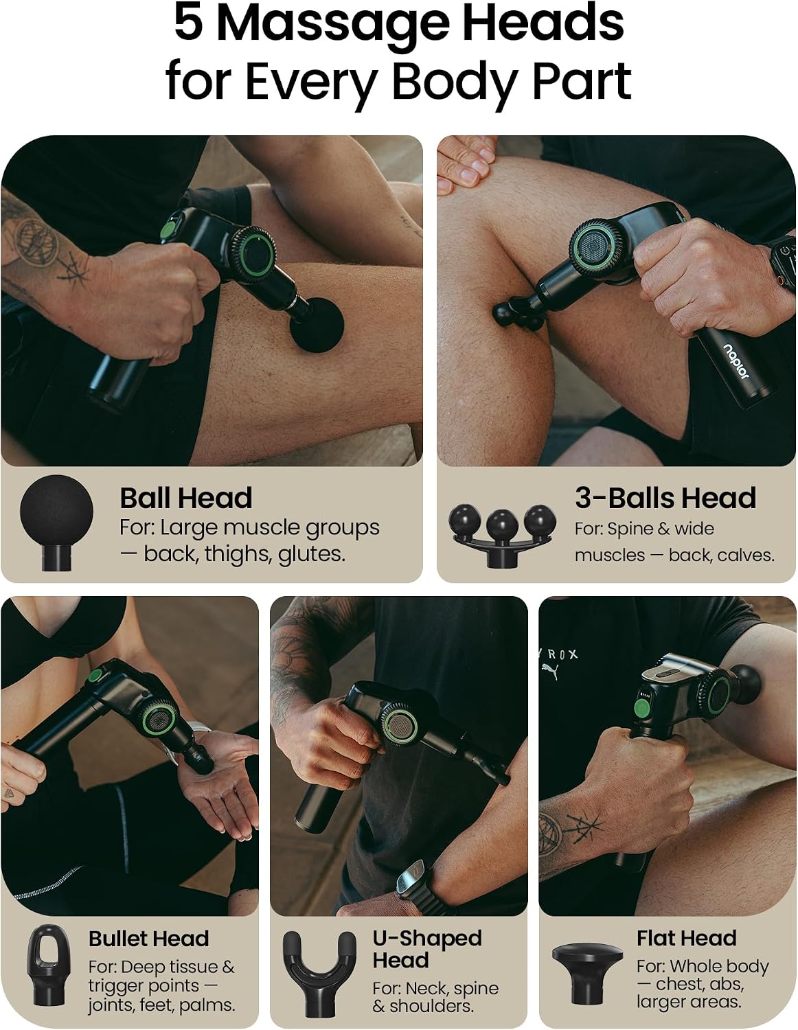 3-in-1 Foldable Massage Gun Deep Tissue with Extension Handle