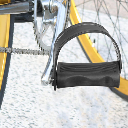 1 Pair Exercise Bike Pedals with Straps 1/2 Inch Spindle Cycling Parts 12.7mm Spindle Black