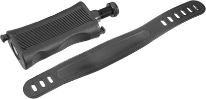 1 Pair Exercise Bike Pedals with Straps 1/2 Inch Spindle Cycling Parts 12.7mm Spindle Black