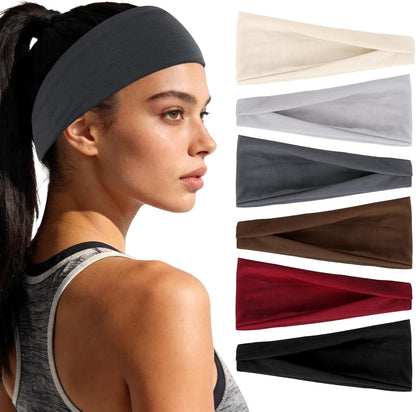 6Pcs Headbands Paisley Bandanas Head Bands Sweat Band Hair Wrap Headwrap Fashion Boho Wide Thick Workout Yoga Elastic Headbands Mens Cooling Running Sports Headband Sweatbands for Women and Men