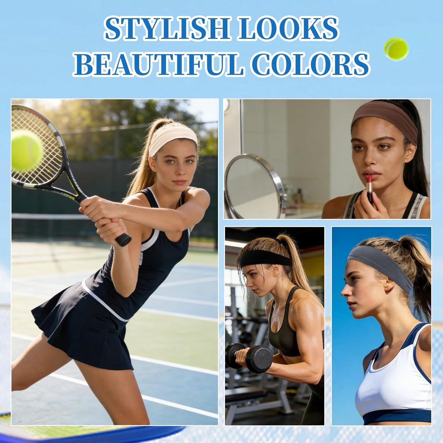 6Pcs Headbands Paisley Bandanas Head Bands Sweat Band Hair Wrap Headwrap Fashion Boho Wide Thick Workout Yoga Elastic Headbands Mens Cooling Running Sports Headband Sweatbands for Women and Men
