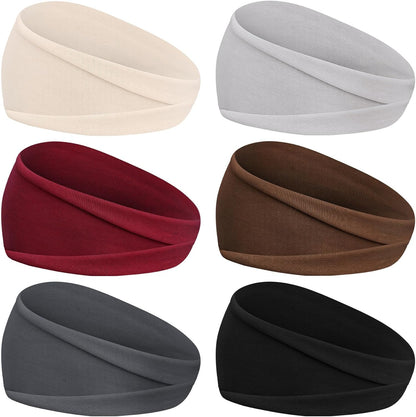 6Pcs Headbands Paisley Bandanas Head Bands Sweat Band Hair Wrap Headwrap Fashion Boho Wide Thick Workout Yoga Elastic Headbands Mens Cooling Running Sports Headband Sweatbands for Women and Men