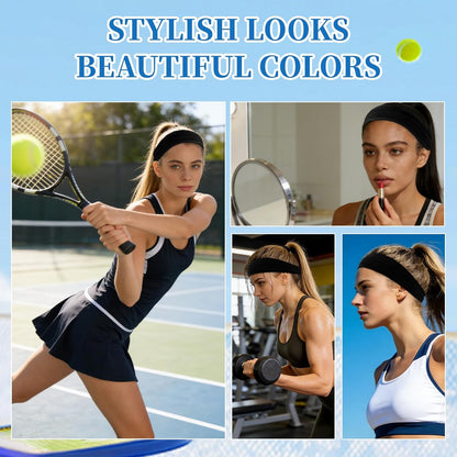 6Pcs Headbands Paisley Bandanas Head Bands Sweat Band Hair Wrap Headwrap Fashion Boho Wide Thick Workout Yoga Elastic Headbands Mens Cooling Running Sports Headband Sweatbands for Women and Men