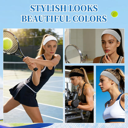 6Pcs Headbands Paisley Bandanas Head Bands Sweat Band Hair Wrap Headwrap Fashion Boho Wide Thick Workout Yoga Elastic Headbands Mens Cooling Running Sports Headband Sweatbands for Women and Men