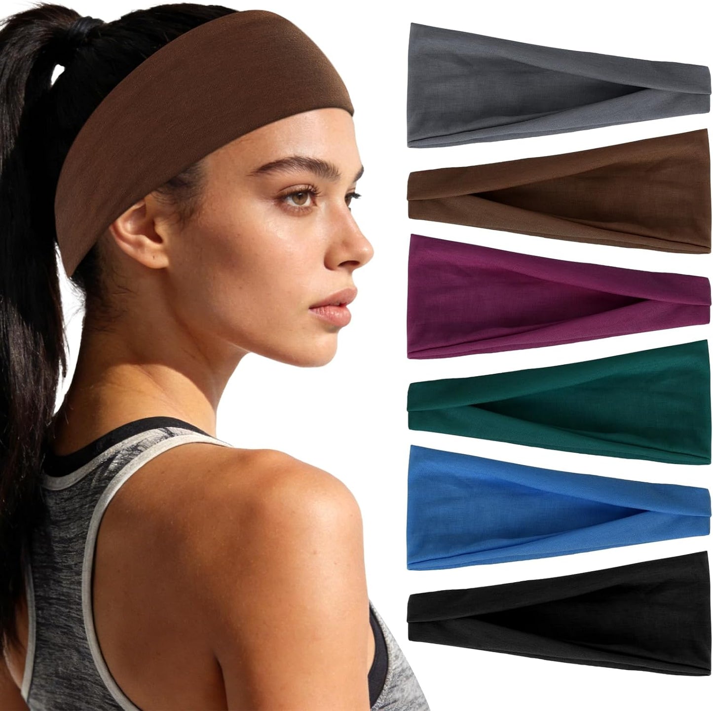 6Pcs Headbands Paisley Bandanas Head Bands Sweat Band Hair Wrap Headwrap Fashion Boho Wide Thick Workout Yoga Elastic Headbands Mens Cooling Running Sports Headband Sweatbands for Women and Men