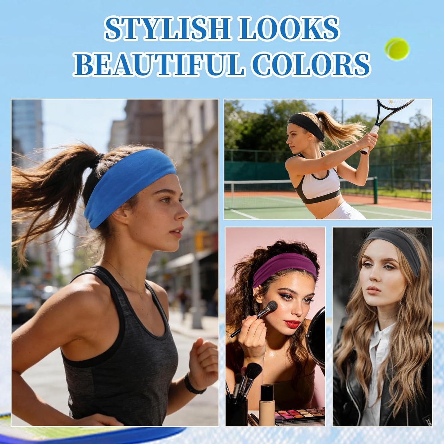 6Pcs Headbands Paisley Bandanas Head Bands Sweat Band Hair Wrap Headwrap Fashion Boho Wide Thick Workout Yoga Elastic Headbands Mens Cooling Running Sports Headband Sweatbands for Women and Men
