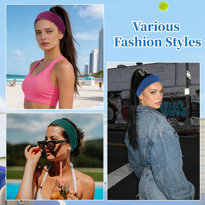 6Pcs Headbands Paisley Bandanas Head Bands Sweat Band Hair Wrap Headwrap Fashion Boho Wide Thick Workout Yoga Elastic Headbands Mens Cooling Running Sports Headband Sweatbands for Women and Men