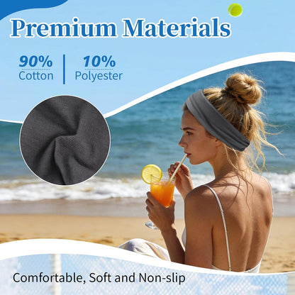 6Pcs Headbands Paisley Bandanas Head Bands Sweat Band Hair Wrap Headwrap Fashion Boho Wide Thick Workout Yoga Elastic Headbands Mens Cooling Running Sports Headband Sweatbands for Women and Men