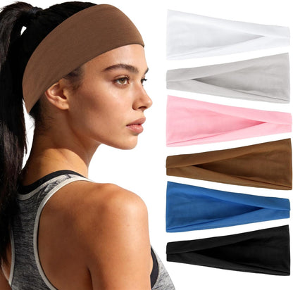 6Pcs Headbands Paisley Bandanas Head Bands Sweat Band Hair Wrap Headwrap Fashion Boho Wide Thick Workout Yoga Elastic Headbands Mens Cooling Running Sports Headband Sweatbands for Women and Men
