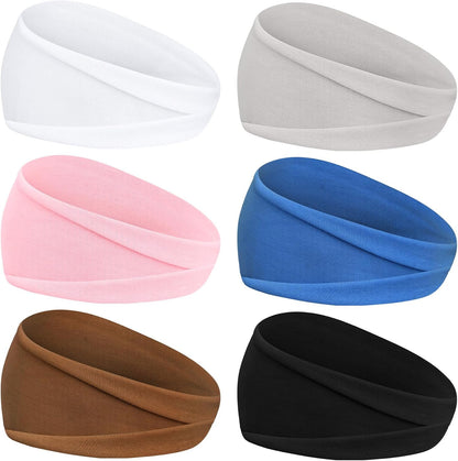 6Pcs Headbands Paisley Bandanas Head Bands Sweat Band Hair Wrap Headwrap Fashion Boho Wide Thick Workout Yoga Elastic Headbands Mens Cooling Running Sports Headband Sweatbands for Women and Men