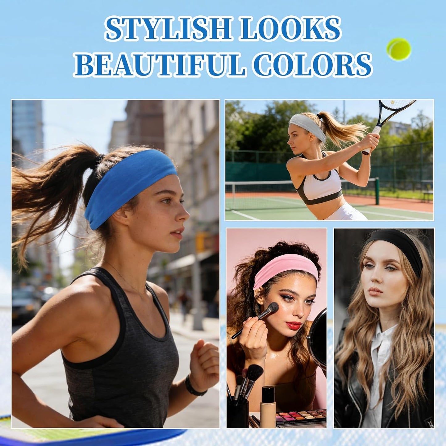 6Pcs Headbands Paisley Bandanas Head Bands Sweat Band Hair Wrap Headwrap Fashion Boho Wide Thick Workout Yoga Elastic Headbands Mens Cooling Running Sports Headband Sweatbands for Women and Men