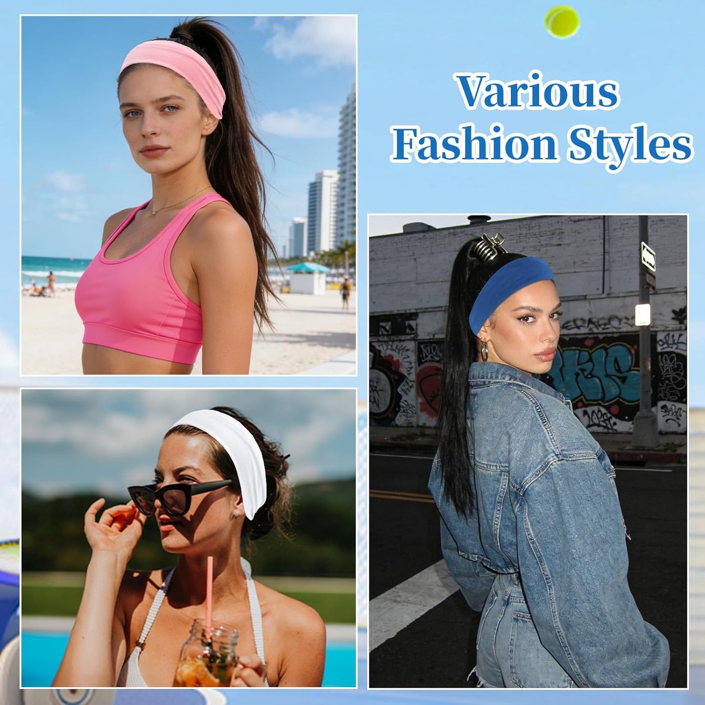 6Pcs Headbands Paisley Bandanas Head Bands Sweat Band Hair Wrap Headwrap Fashion Boho Wide Thick Workout Yoga Elastic Headbands Mens Cooling Running Sports Headband Sweatbands for Women and Men