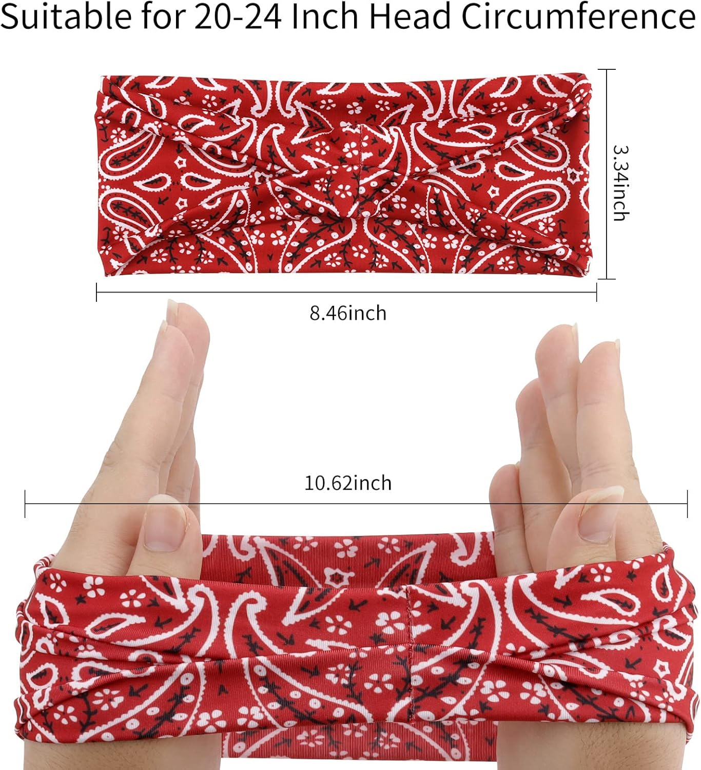 6Pcs Headbands Paisley Bandanas Head Bands Sweat Band Hair Wrap Headwrap Fashion Boho Wide Thick Workout Yoga Elastic Headbands Mens Cooling Running Sports Headband Sweatbands for Women and Men