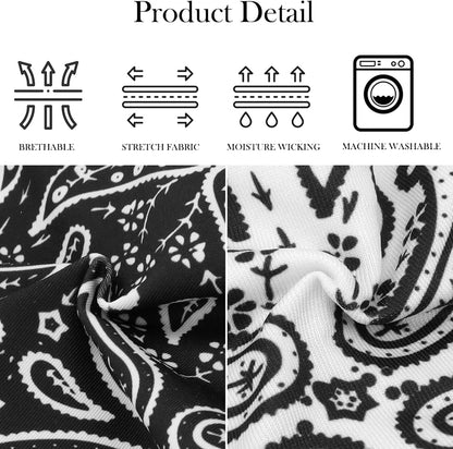 6Pcs Headbands Paisley Bandanas Head Bands Sweat Band Hair Wrap Headwrap Fashion Boho Wide Thick Workout Yoga Elastic Headbands Mens Cooling Running Sports Headband Sweatbands for Women and Men