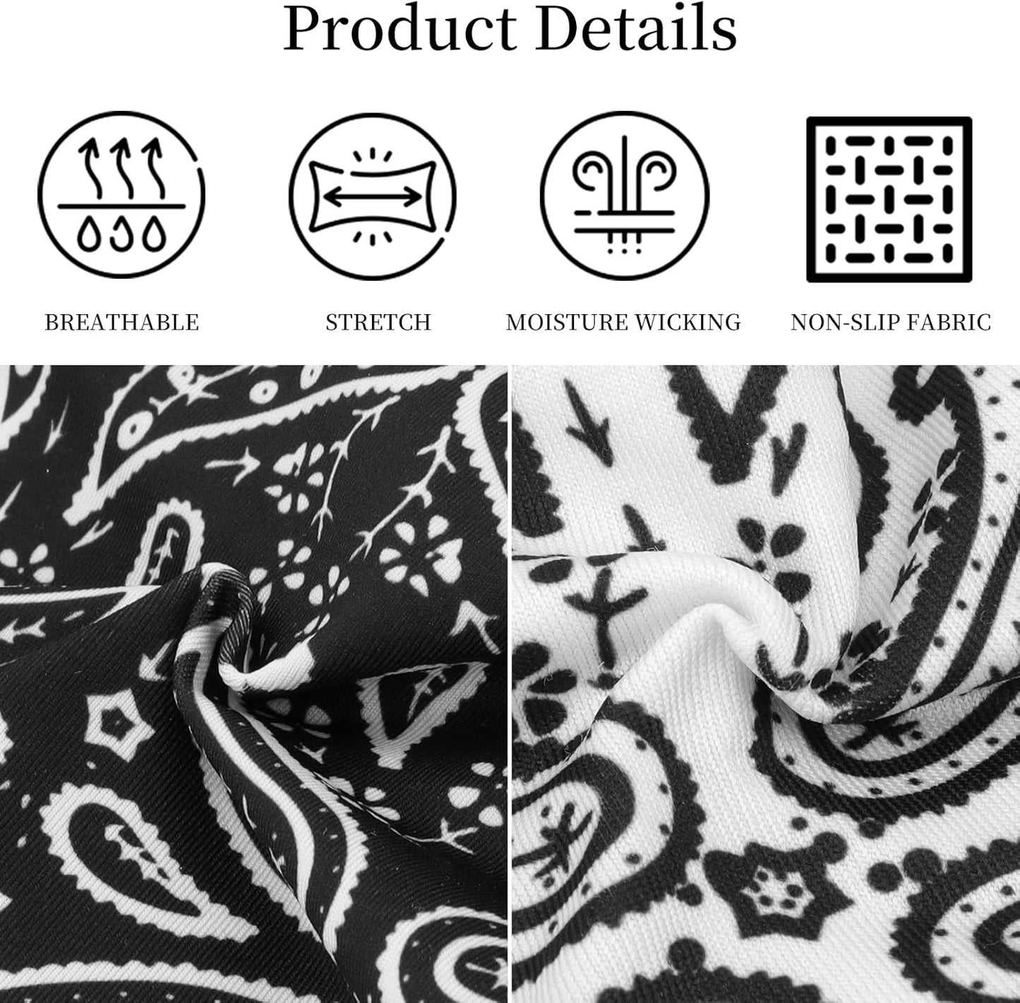 6Pcs Headbands Paisley Bandanas Head Bands Sweat Band Hair Wrap Headwrap Fashion Boho Wide Thick Workout Yoga Elastic Headbands Mens Cooling Running Sports Headband Sweatbands for Women and Men