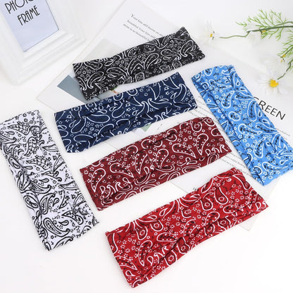 6Pcs Headbands Paisley Bandanas Head Bands Sweat Band Hair Wrap Headwrap Fashion Boho Wide Thick Workout Yoga Elastic Headbands Mens Cooling Running Sports Headband Sweatbands for Women and Men