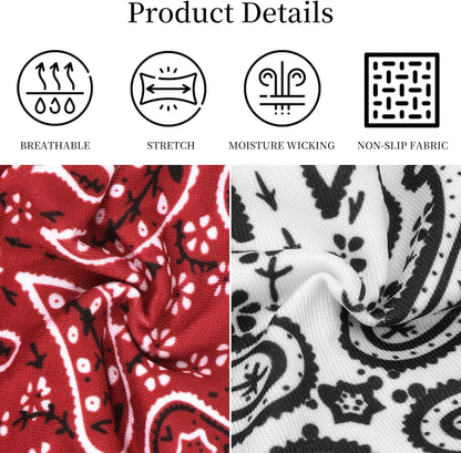6Pcs Headbands Paisley Bandanas Head Bands Sweat Band Hair Wrap Headwrap Fashion Boho Wide Thick Workout Yoga Elastic Headbands Mens Cooling Running Sports Headband Sweatbands for Women and Men