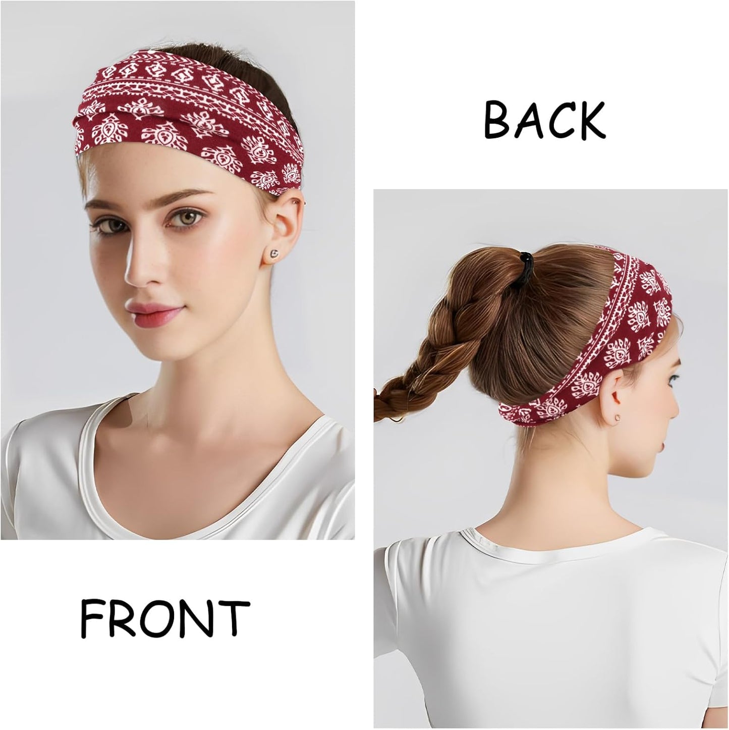 6Pcs Headbands Paisley Bandanas Head Bands Sweat Band Hair Wrap Headwrap Fashion Boho Wide Thick Workout Yoga Elastic Headbands Mens Cooling Running Sports Headband Sweatbands for Women and Men
