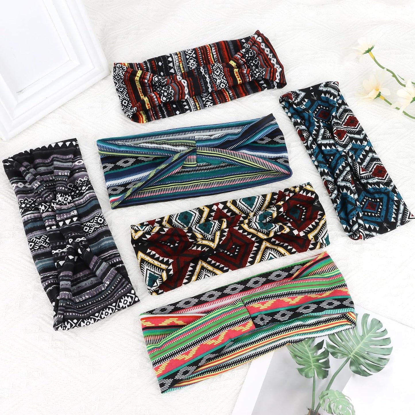 6Pcs Headbands Paisley Bandanas Head Bands Sweat Band Hair Wrap Headwrap Fashion Boho Wide Thick Workout Yoga Elastic Headbands Mens Cooling Running Sports Headband Sweatbands for Women and Men