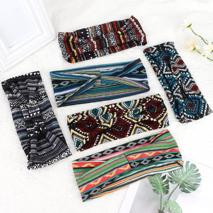 6Pcs Headbands Paisley Bandanas Head Bands Sweat Band Hair Wrap Headwrap Fashion Boho Wide Thick Workout Yoga Elastic Headbands Mens Cooling Running Sports Headband Sweatbands for Women and Men
