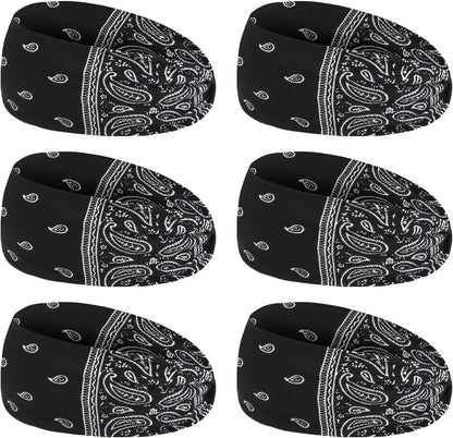 6Pcs Headbands Paisley Bandanas Head Bands Sweat Band Hair Wrap Headwrap Fashion Boho Wide Thick Workout Yoga Elastic Headbands Mens Cooling Running Sports Headband Sweatbands for Women and Men