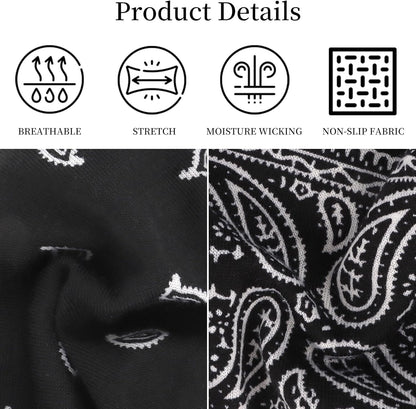 6Pcs Headbands Paisley Bandanas Head Bands Sweat Band Hair Wrap Headwrap Fashion Boho Wide Thick Workout Yoga Elastic Headbands Mens Cooling Running Sports Headband Sweatbands for Women and Men