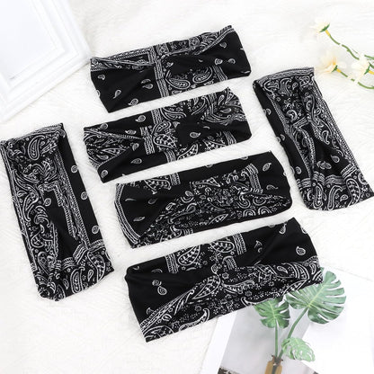 6Pcs Headbands Paisley Bandanas Head Bands Sweat Band Hair Wrap Headwrap Fashion Boho Wide Thick Workout Yoga Elastic Headbands Mens Cooling Running Sports Headband Sweatbands for Women and Men