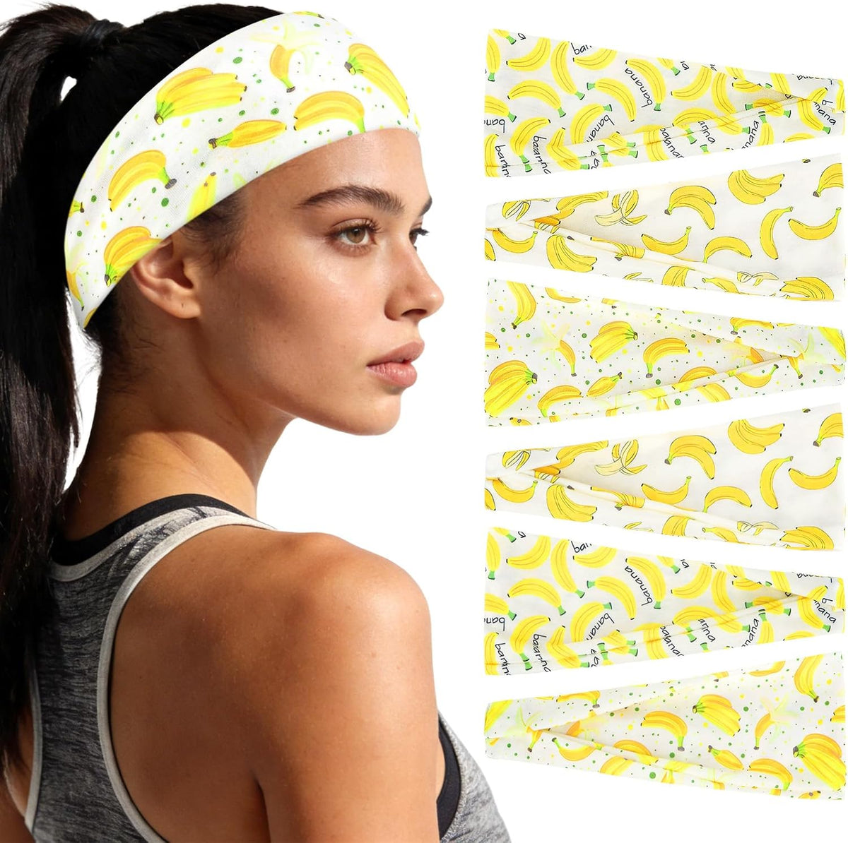 6Pcs Headbands Paisley Bandanas Head Bands Sweat Band Hair Wrap Headwrap Fashion Boho Wide Thick Workout Yoga Elastic Headbands Mens Cooling Running Sports Headband Sweatbands for Women and Men