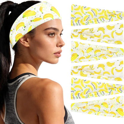 6Pcs Headbands Paisley Bandanas Head Bands Sweat Band Hair Wrap Headwrap Fashion Boho Wide Thick Workout Yoga Elastic Headbands Mens Cooling Running Sports Headband Sweatbands for Women and Men