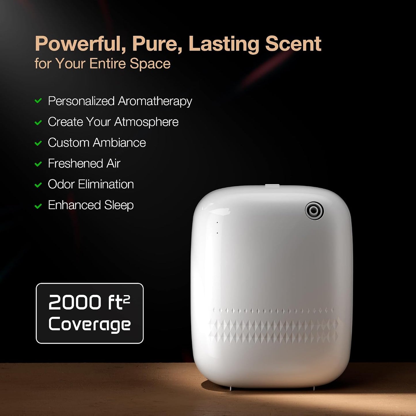 ANW Smart Waterless Essential Oil Diffuser for Large Room, White