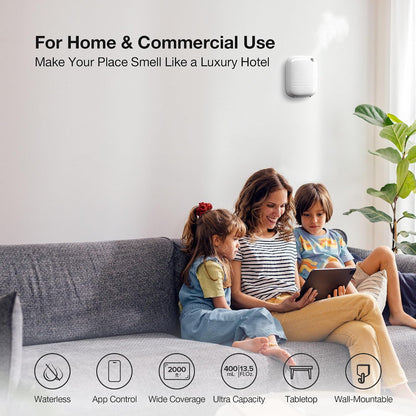 ANW Smart Waterless Essential Oil Diffuser for Large Room, White
