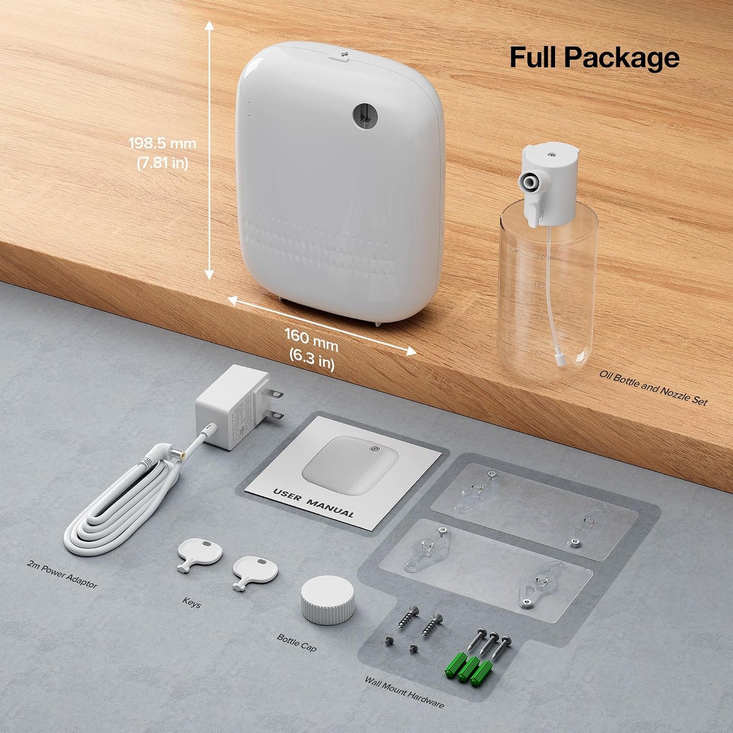 ANW Smart Waterless Essential Oil Diffuser for Large Room, White