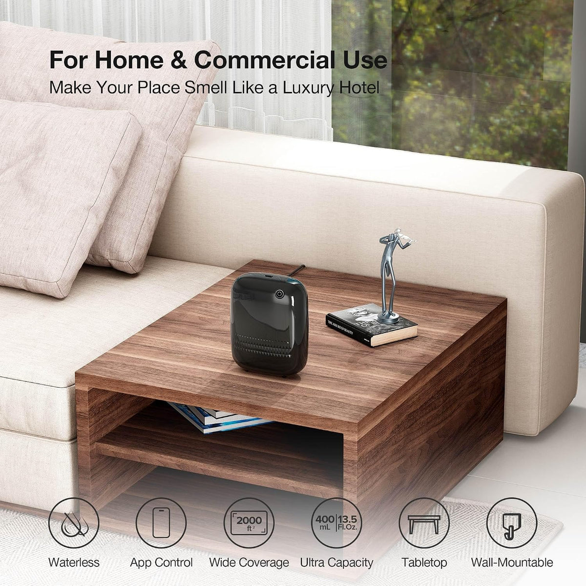 ANW Smart Waterless Essential Oil Diffuser for Large Room, White