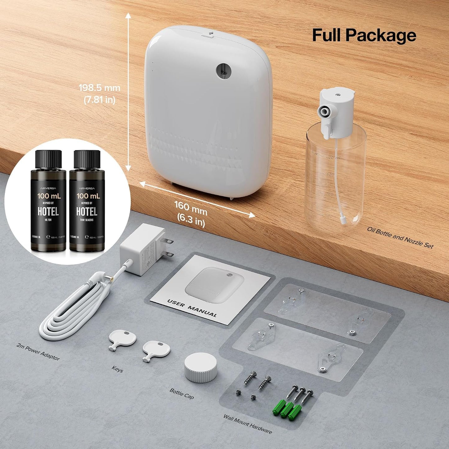 ANW Smart Waterless Essential Oil Diffuser for Large Room, White