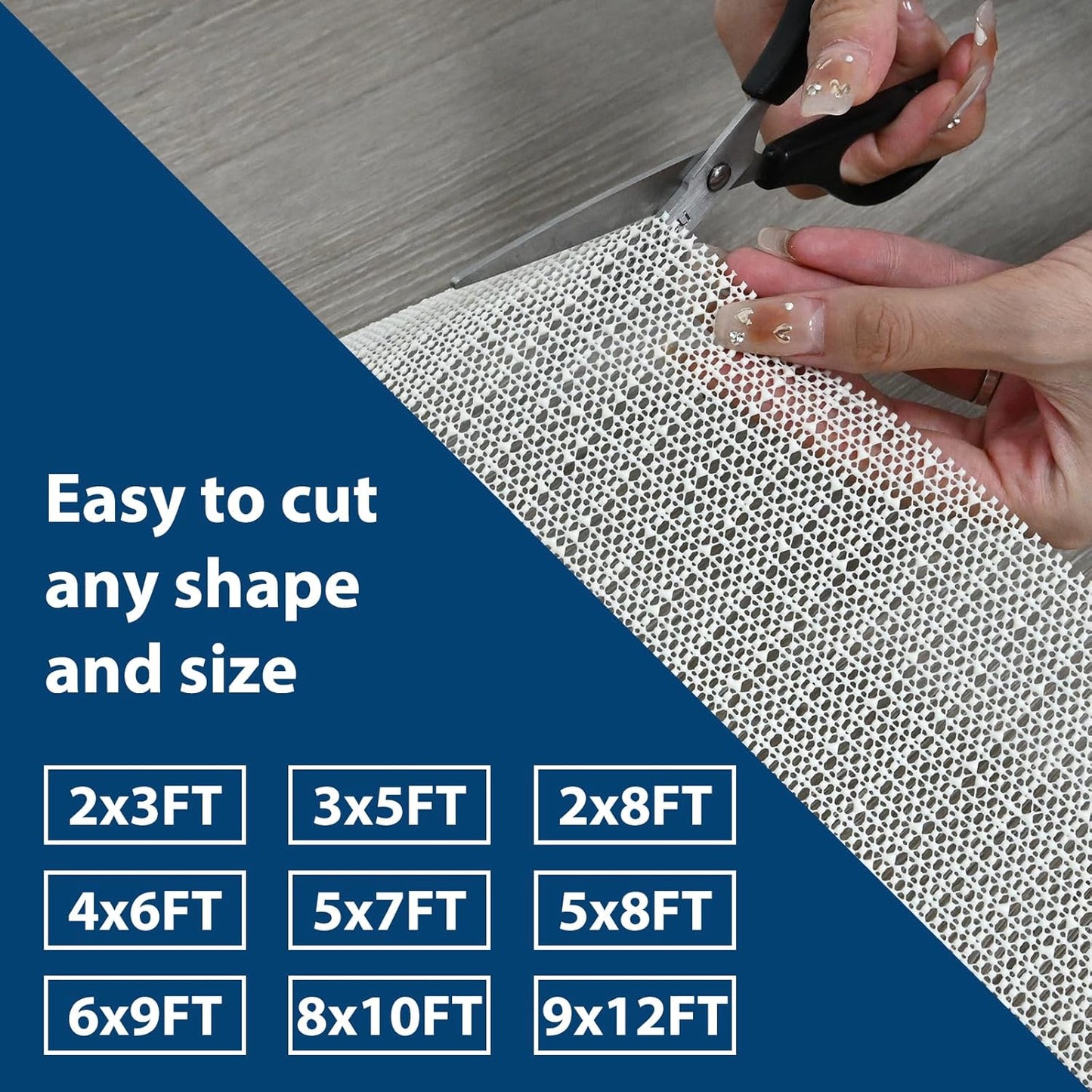 Non Slip Rug Pads for Hardwood Floors, 2x4 Rug Pad Gripper for Area Rugs, Under Carpet Anti Skid Mat, Black, Keep Your Rugs Safe and in Place