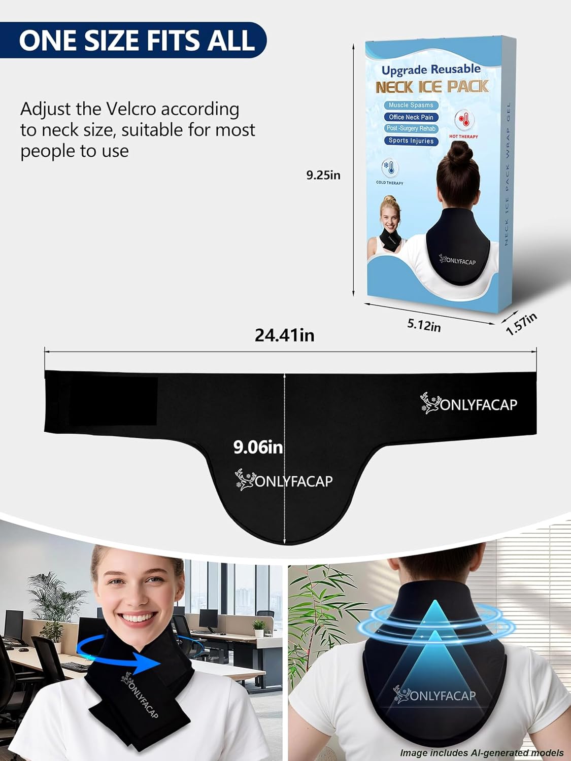 Flexible Neck Ice Pack Wrap,Gel Cold Therapy for Pain Relief
