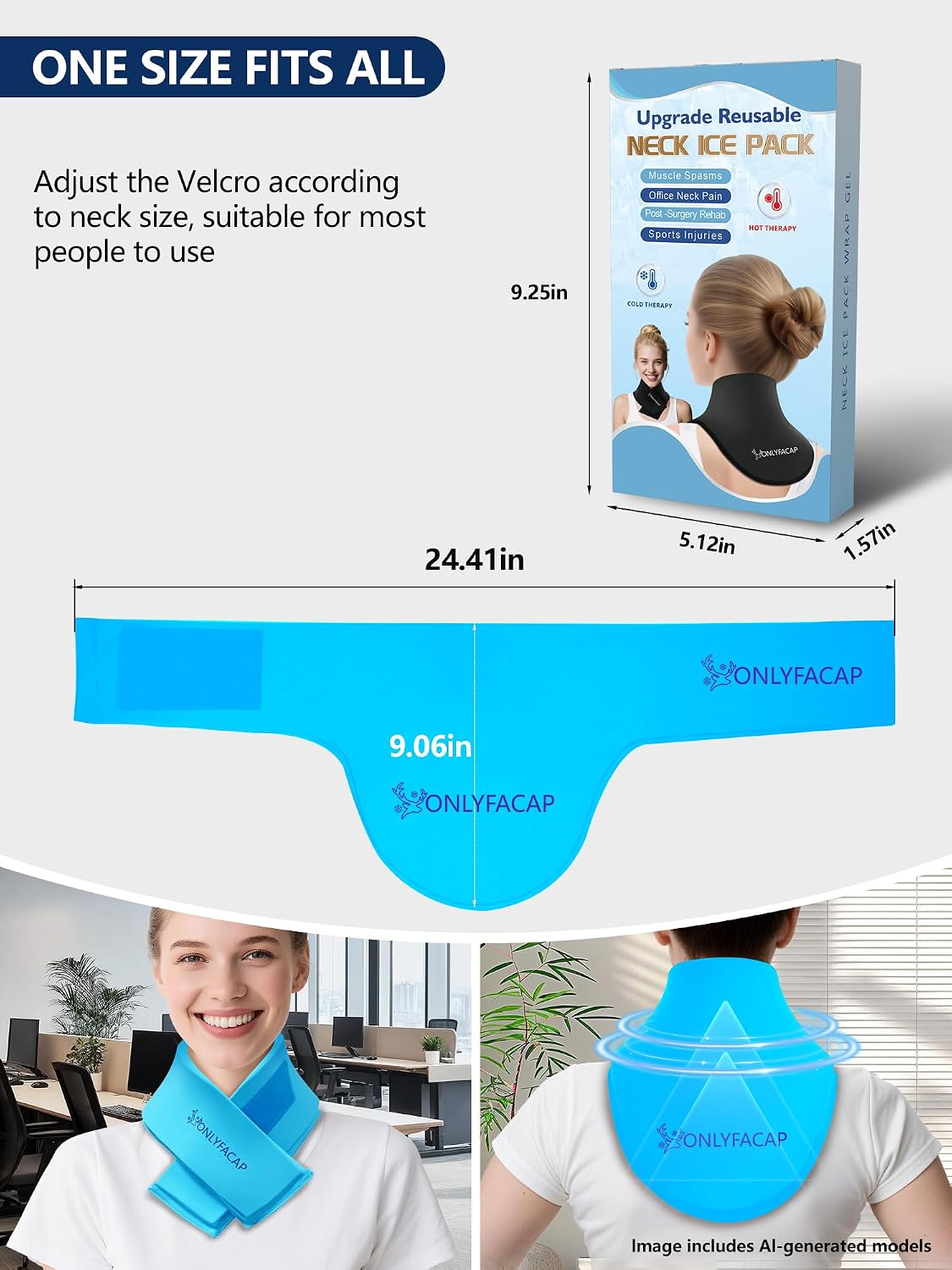 Flexible Neck Ice Pack Wrap,Gel Cold Therapy for Pain Relief