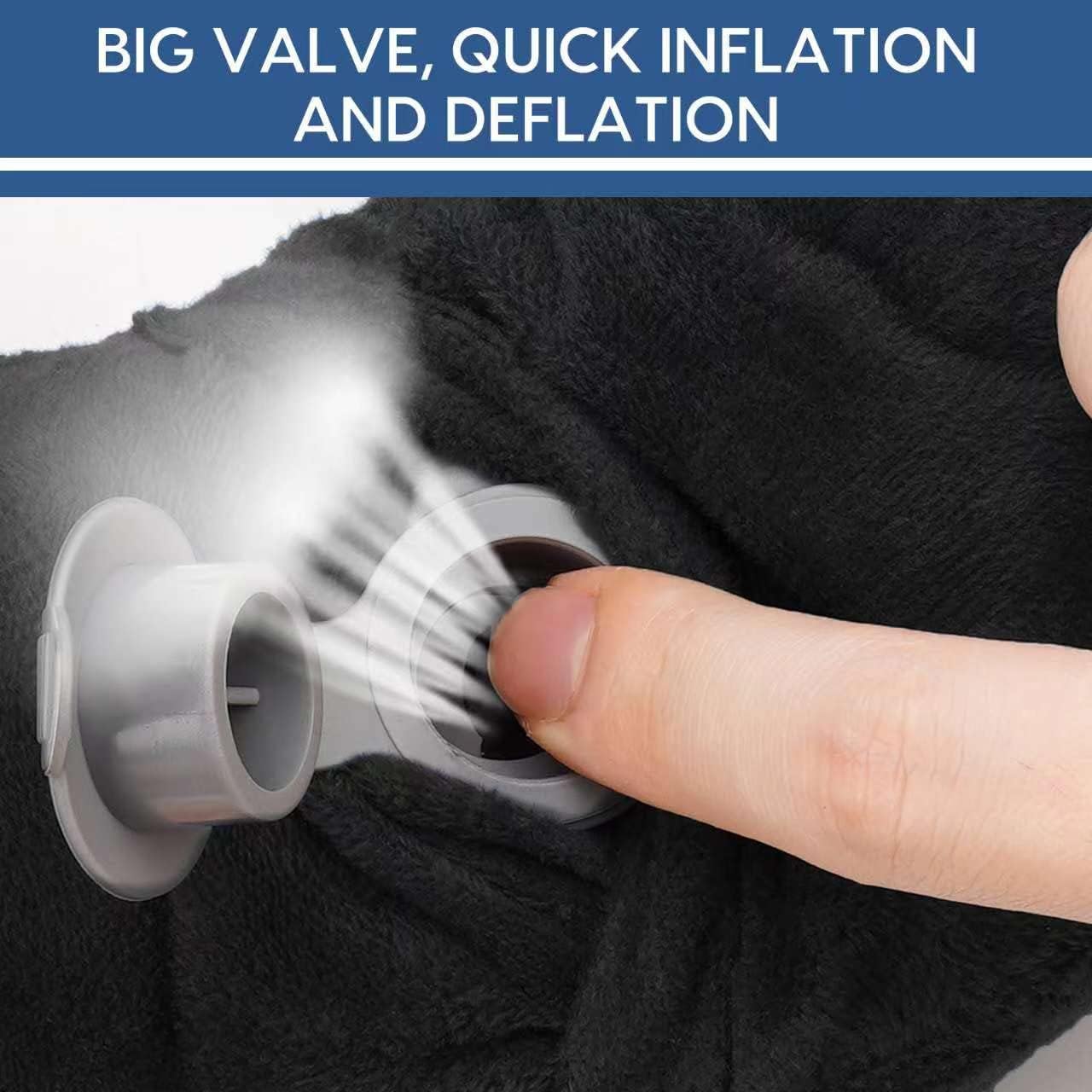 Inflatable Travel Pillow for Airplane Inflatable Neck Pillow for Traveling with Soft Velvet Washable Cover for Sleeping, Airplane,Train, Car, Office, Contoured Eye Masks, Earplugs (Dark Gray)
