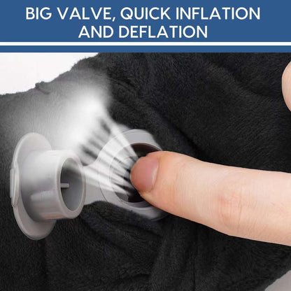 Inflatable Travel Pillow for Airplane Inflatable Neck Pillow for Traveling with Soft Velvet Washable Cover for Sleeping, Airplane,Train, Car, Office, Contoured Eye Masks, Earplugs (Dark Gray)